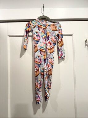 Bums & Roses Bamboo Convertible‎ Ruffle Romper Rainbow Cupcakes 9-12M Baby